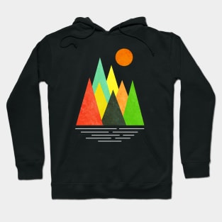 Minimalist Abstract Nature Art #9 Linear and Colorful Mountains Hoodie